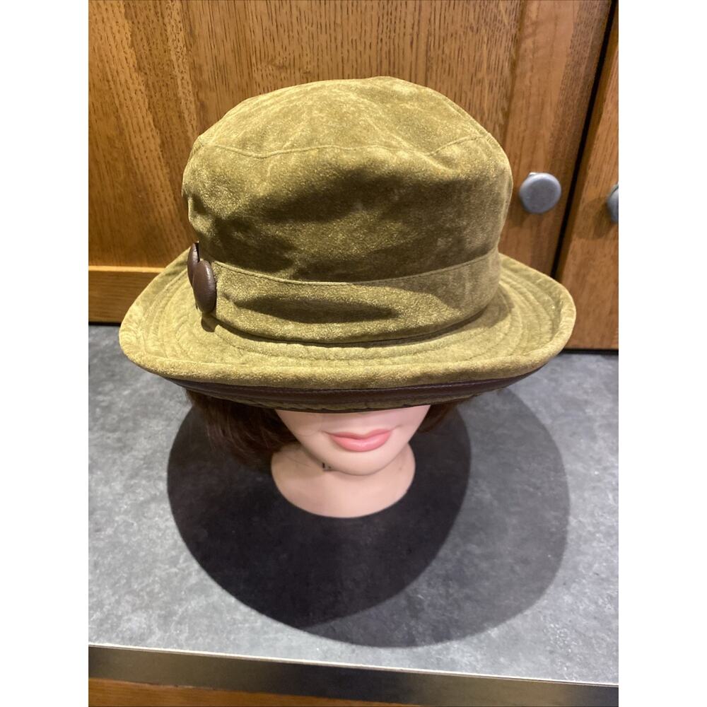 Vintage Betmar Women's Bucket Hat Green Made In Italy OSFA BOHO Fashion - Picture 2 of 8